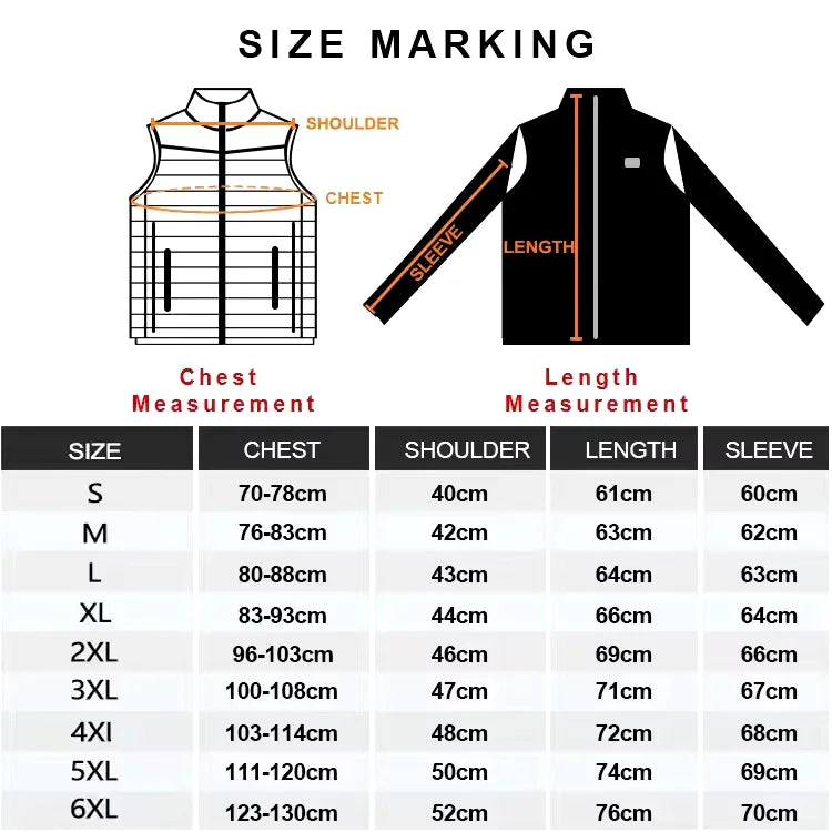 Men Heated Jacket USB Electric Heated Coat - Hunting Hiking Camping Outdoor Skiing (Power Source Sold Separately)