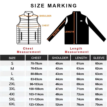 Men Heated Jacket USB Electric Heated Coat - Hunting Hiking Camping Outdoor Skiing (Power Source Sold Separately)