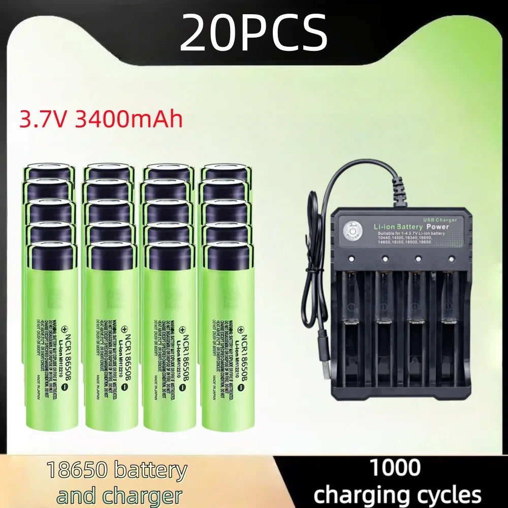 Panasonic 18650 Rechargeable Batteries - Premium 3400mAh (4-20 Pack Options)