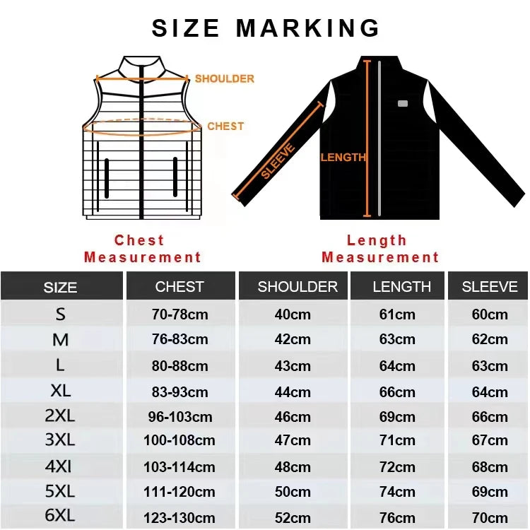 Men Heated Jacket USB Electric Heated Coat - Hunting Hiking Camping Outdoor Skiing (Power Source Sold Separately)