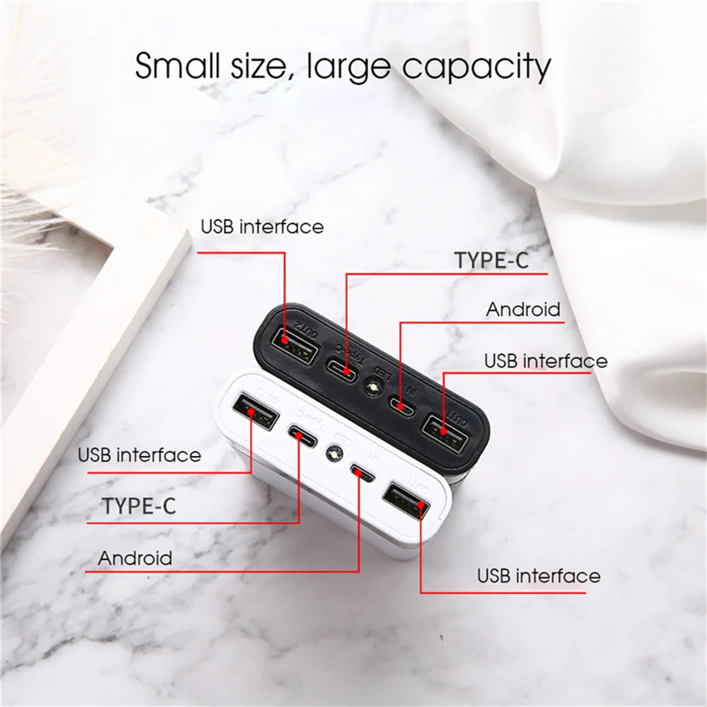 DIY 4*18650 Battery Power Bank A.O Case Charge Storage Box 5V Dual USB Type C For Smart Phone