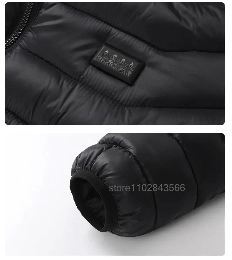 Men Heated Jacket USB Electric Heated Coat - Hunting Hiking Camping Outdoor Skiing (Power Source Sold Separately)
