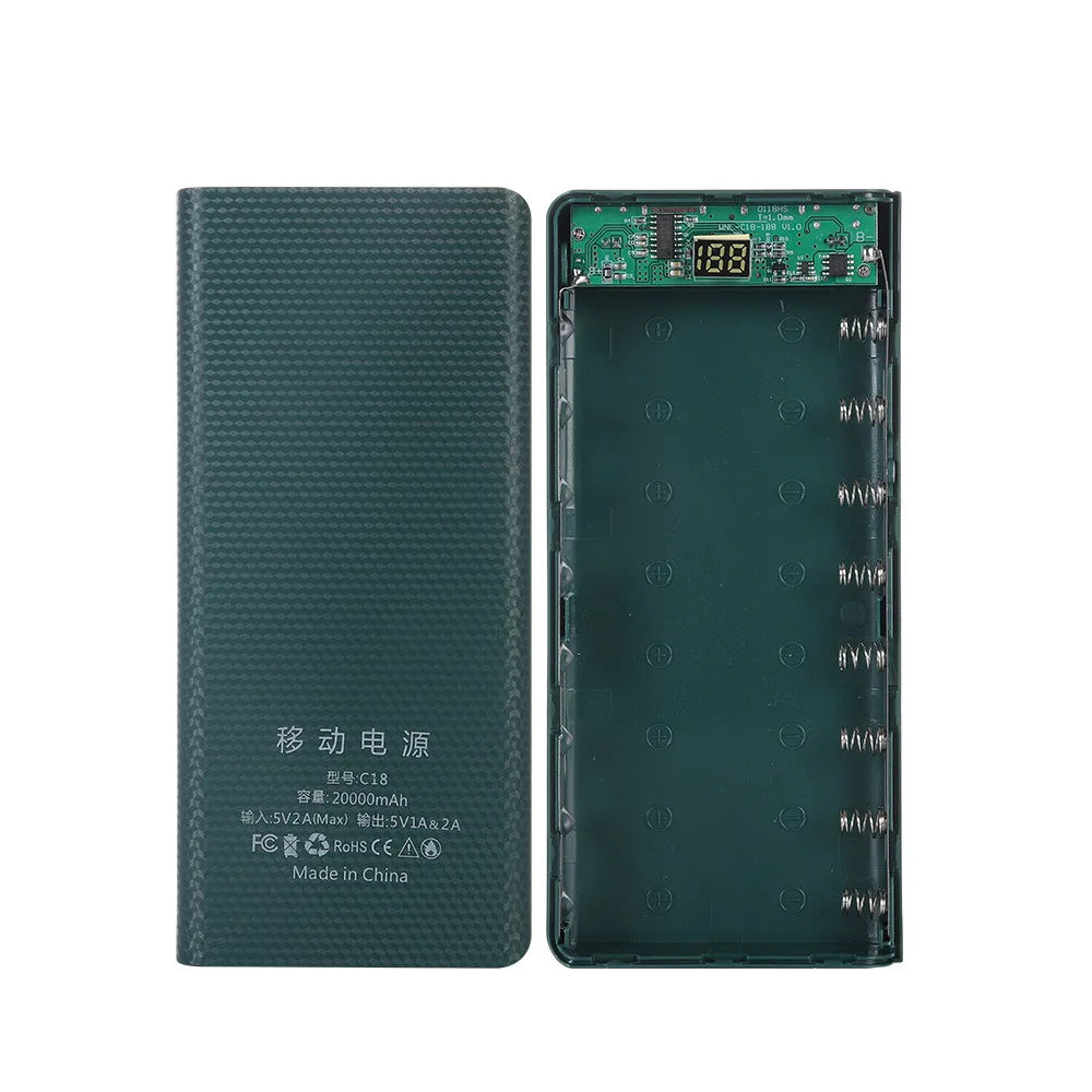 DIY 8*18650 Battery Power Bank A.O Case Charge Storage Box 5V Dual USB Type C Battery Holder Box PD QC3.0 Fast Charge For SmartPhone