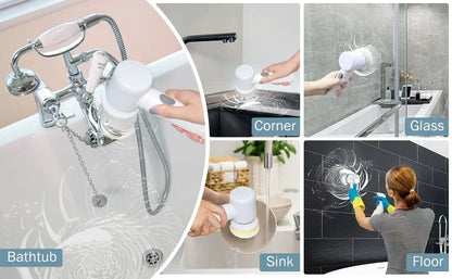 Electric Spin Scrubber – Power Cleaning Brush with 5 Replaceable Heads