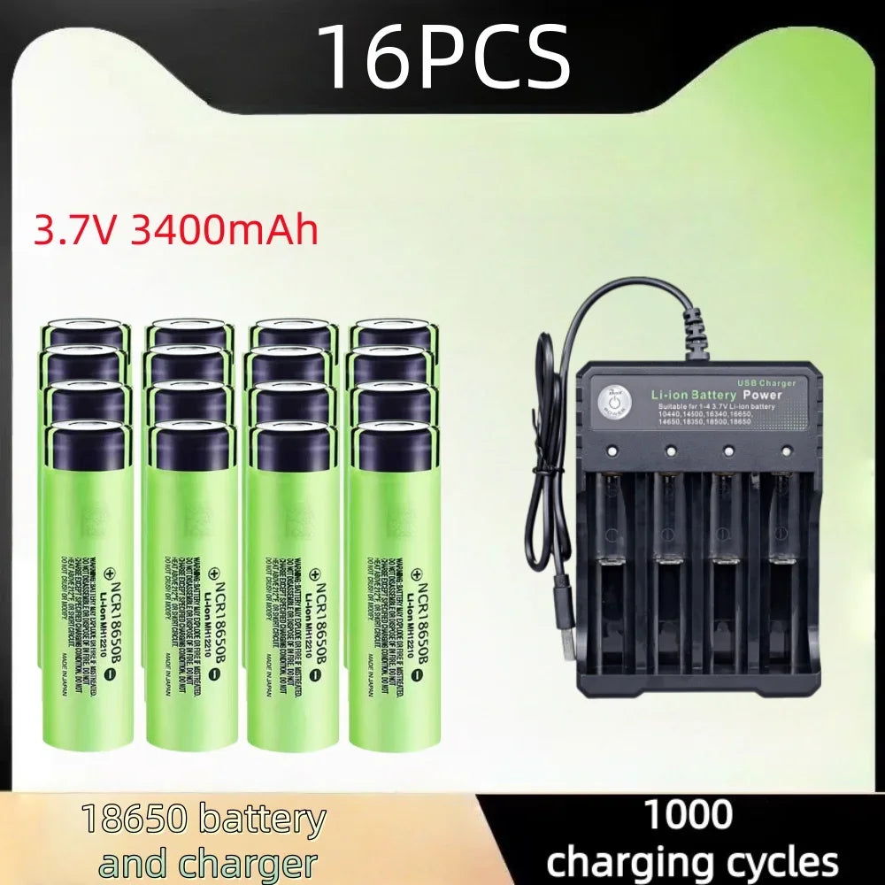 Panasonic 18650 Rechargeable Batteries - Premium 3400mAh (4-20 Pack Options)